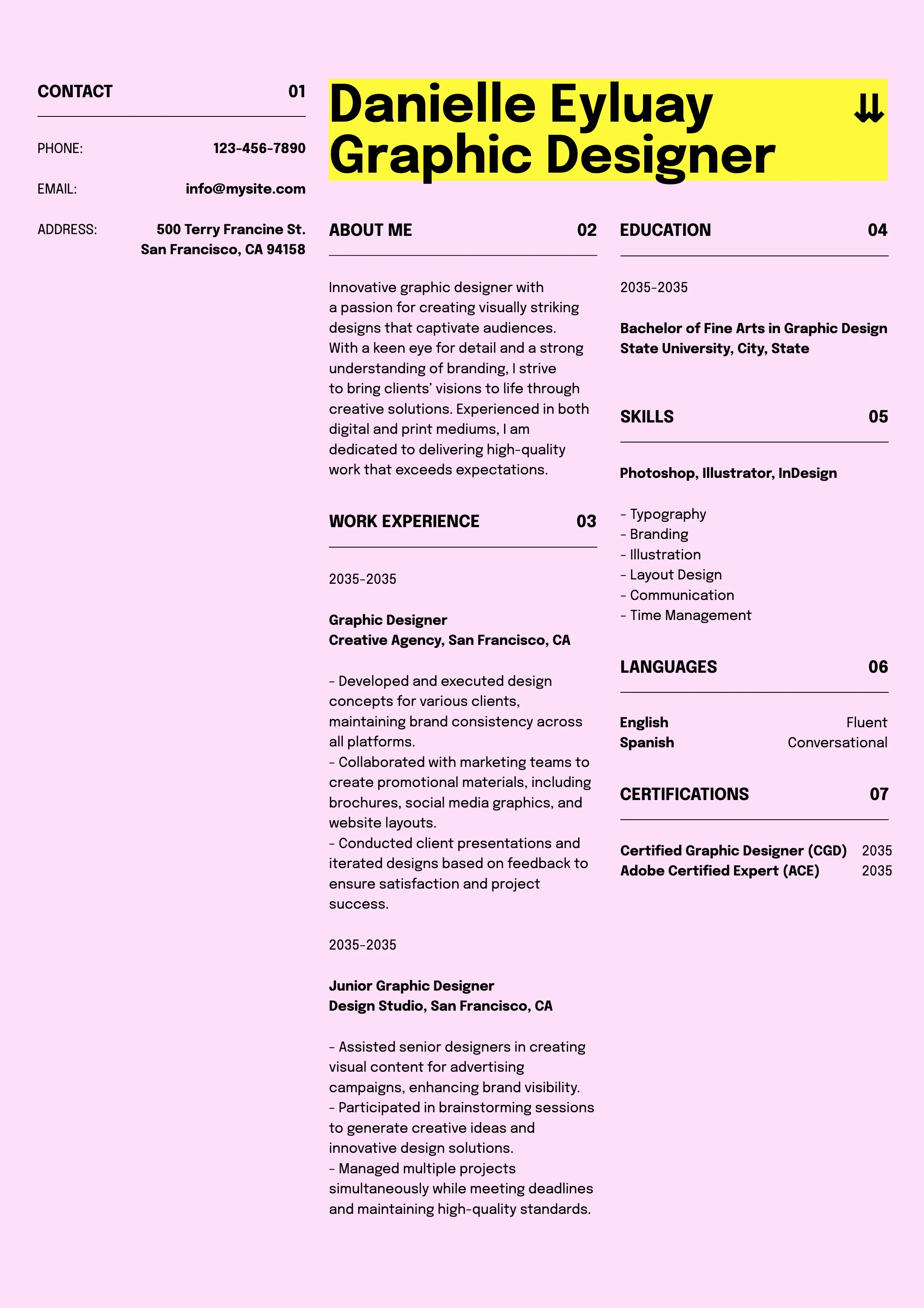 Modern Modern Neon Graphic Designer Resume