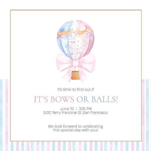 Simple Illustrative Gender Reveal Invitation