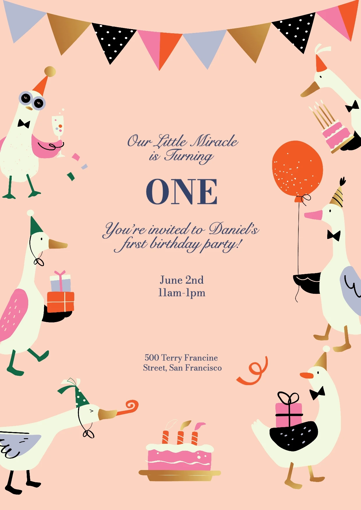 Cute Illustrative Birthday Invitation