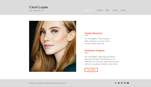 Templates de Currículo -  Currículo para Atrizes