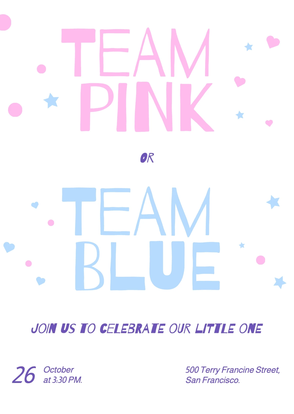 Playful Cute Pastel Gender Reveal Invitation