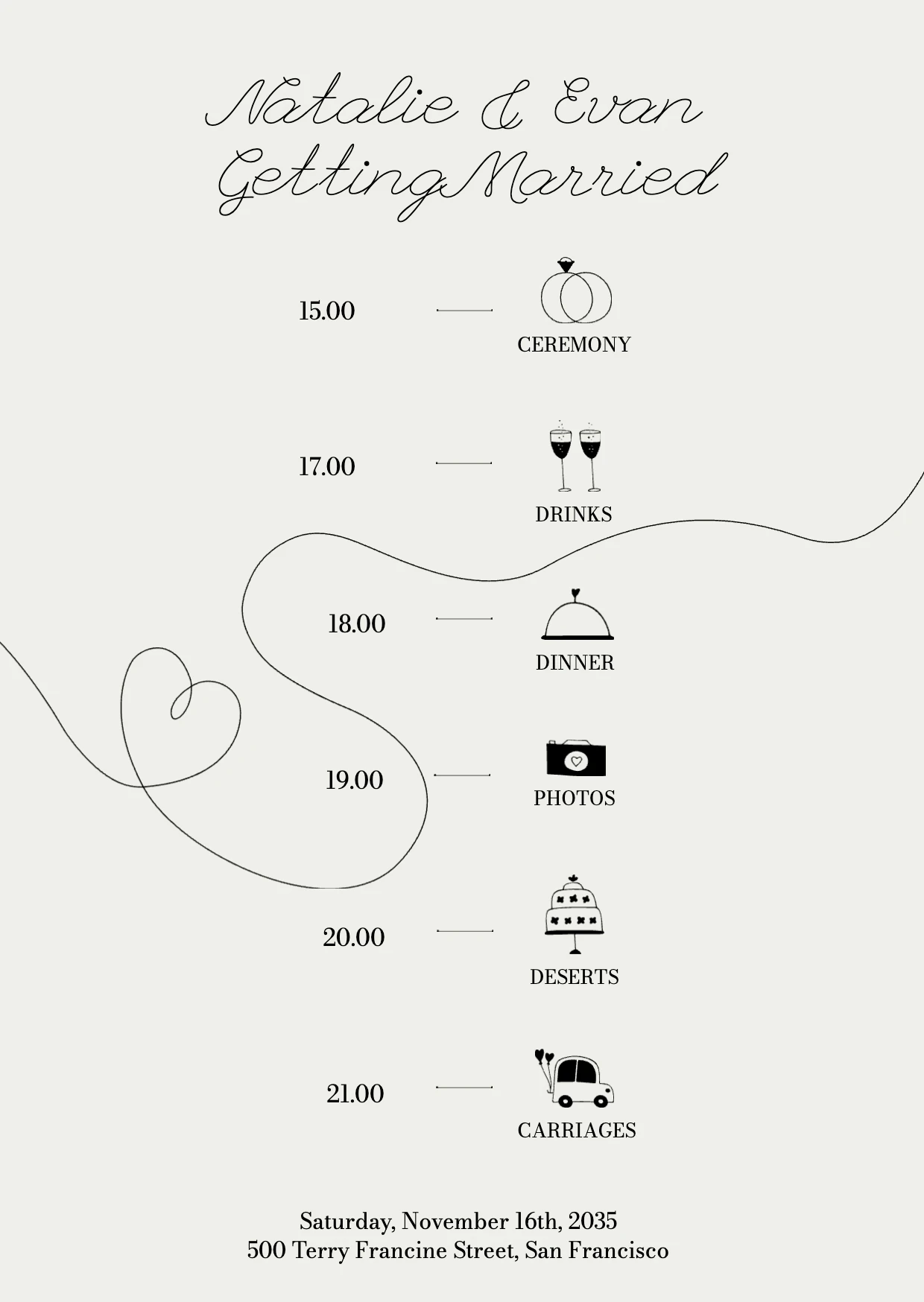 Minimalist Illustrative Wedding Invitation