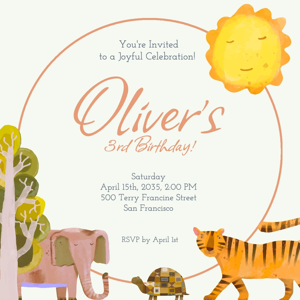 Playful Colorful Illustrative Birthday Invitation