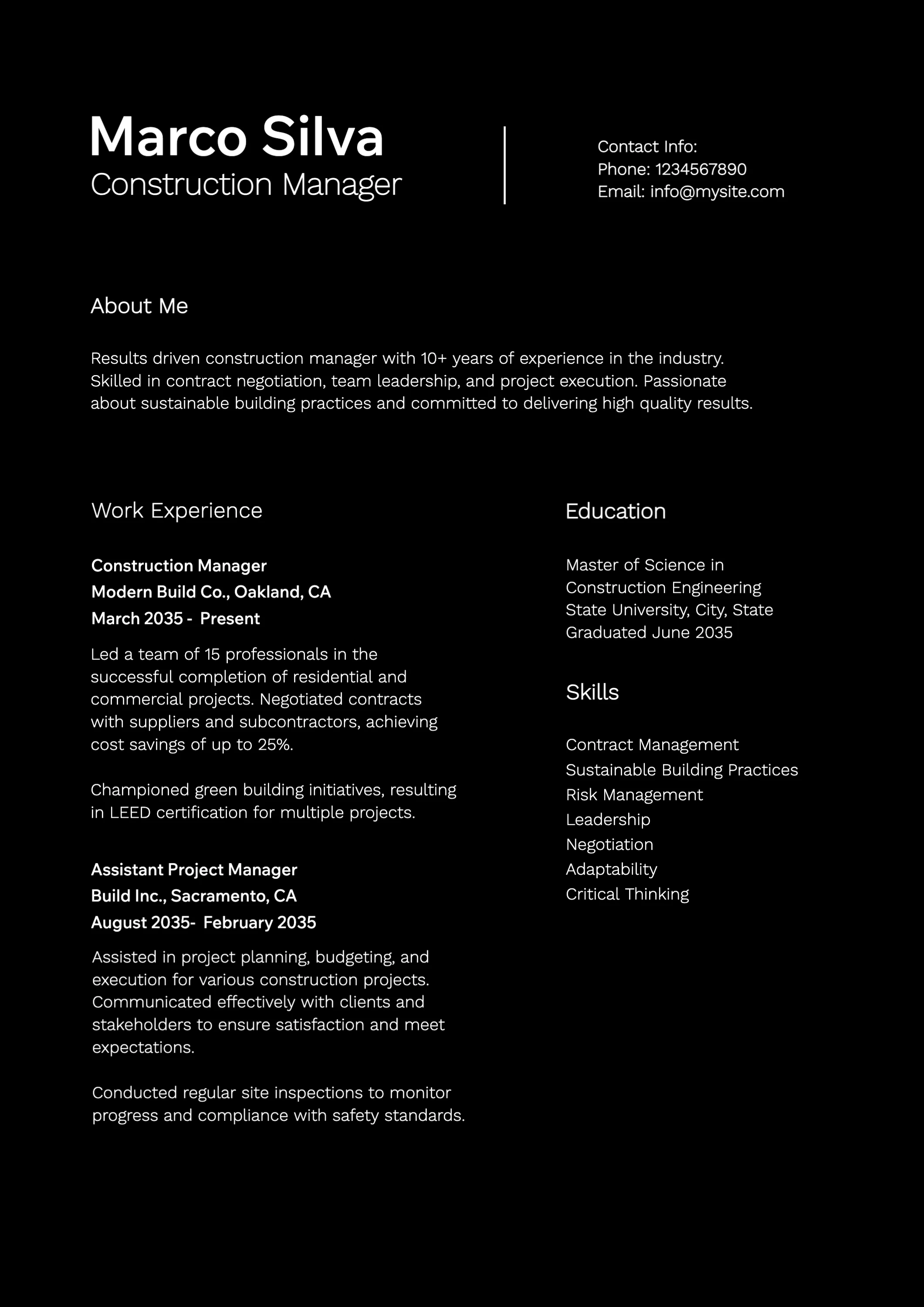 Classic Dark Modern  Resume