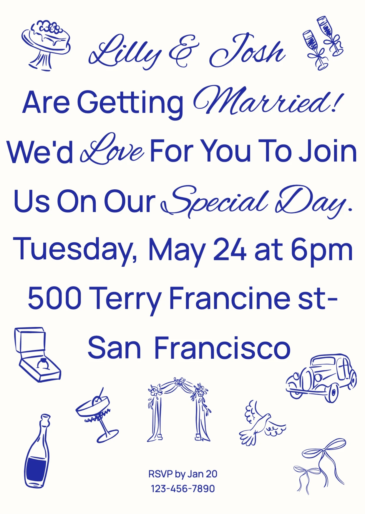 Modern Illustrative Wedding Invitation
