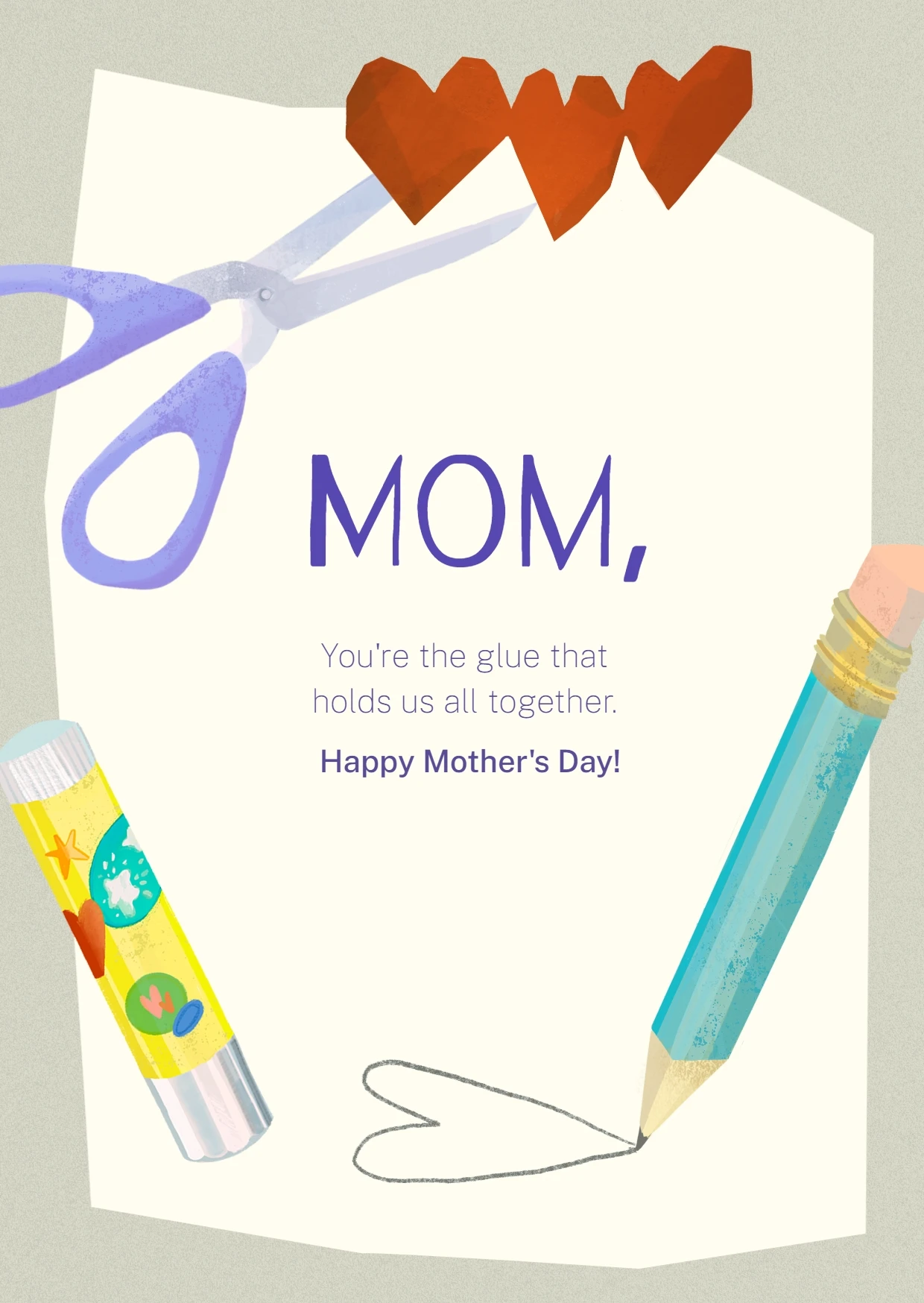 Handmade Illustrative Mother's Day Greeting Card