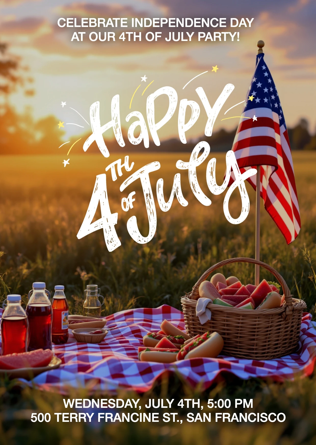 Bold Colorful 4th of July Party Invitation