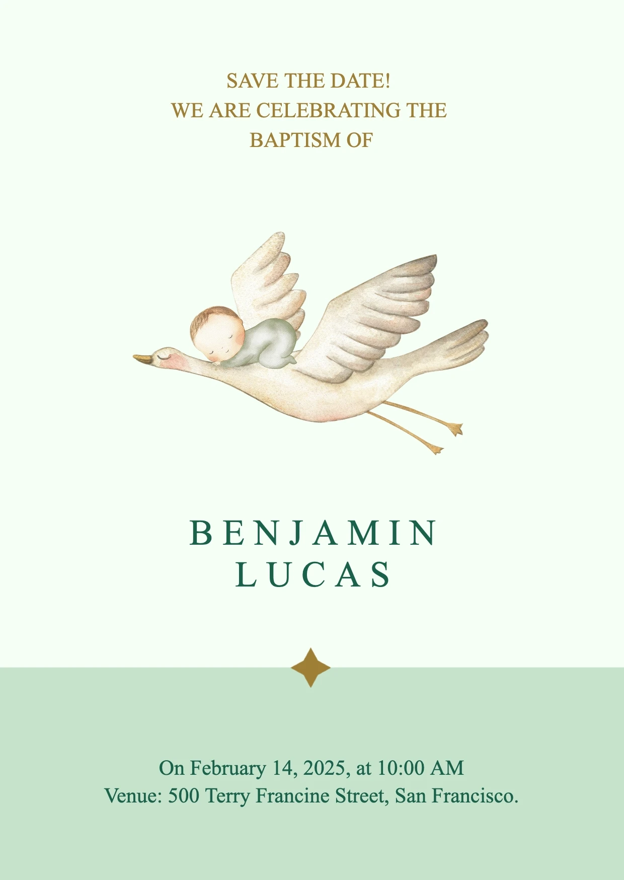 Romantic Illustrative Baptism Invitation