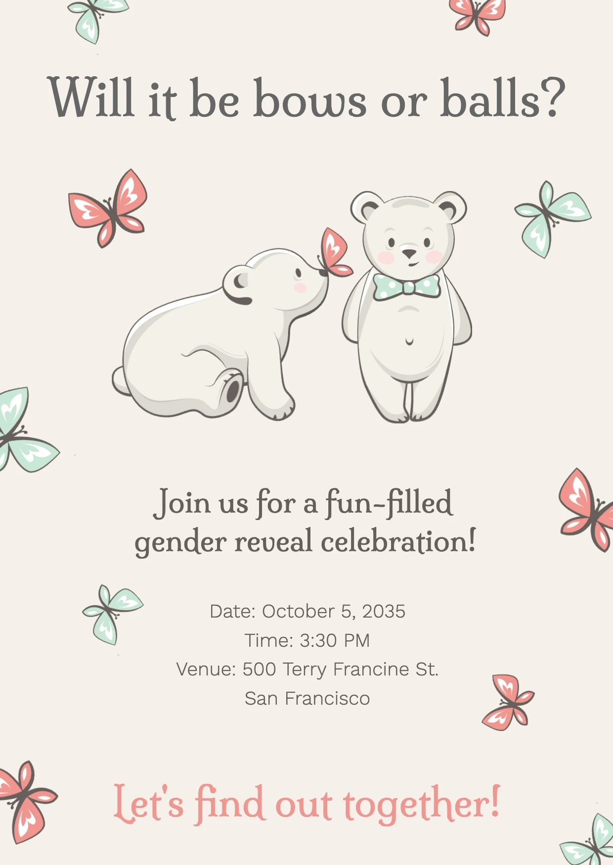 Playful Pastel Gender Reveal Invitation