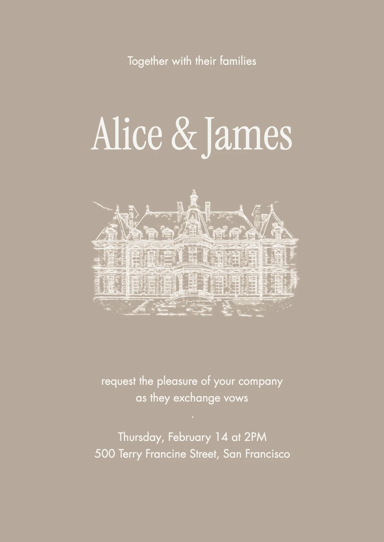 Vintage Elegant Minimalist  Wedding Invitation