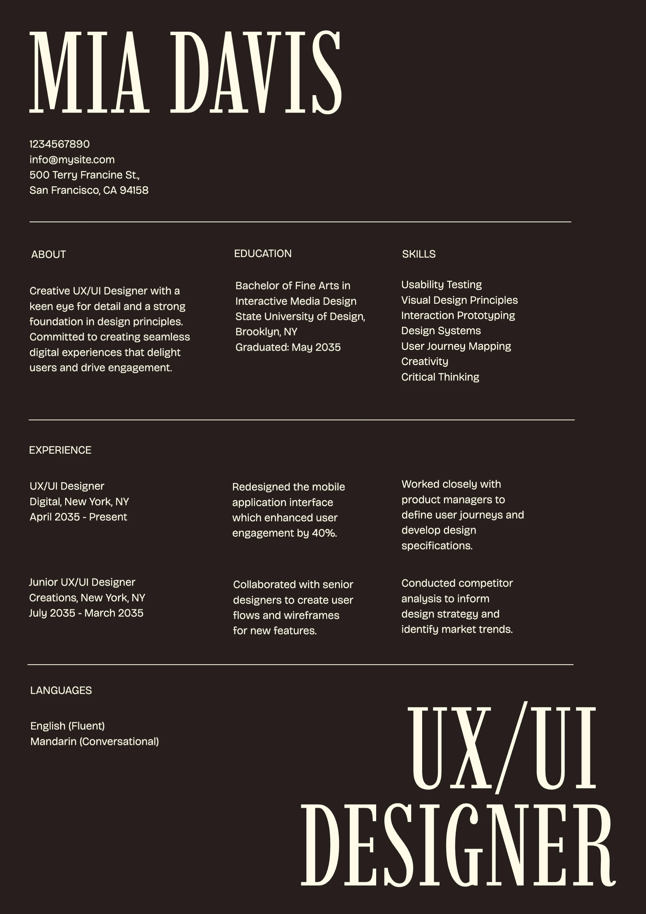 Classic Dark Creative  Resume