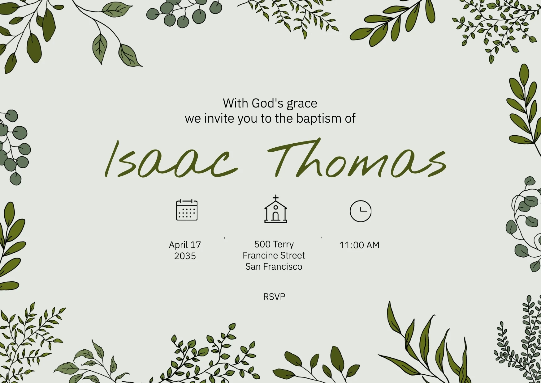 Simple Classic  Baptism Invitation
