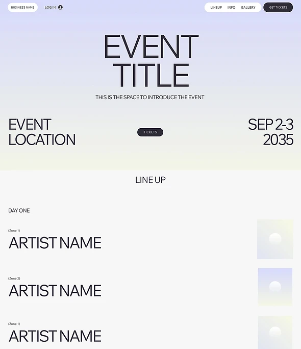 Event Landing Page Wireframe