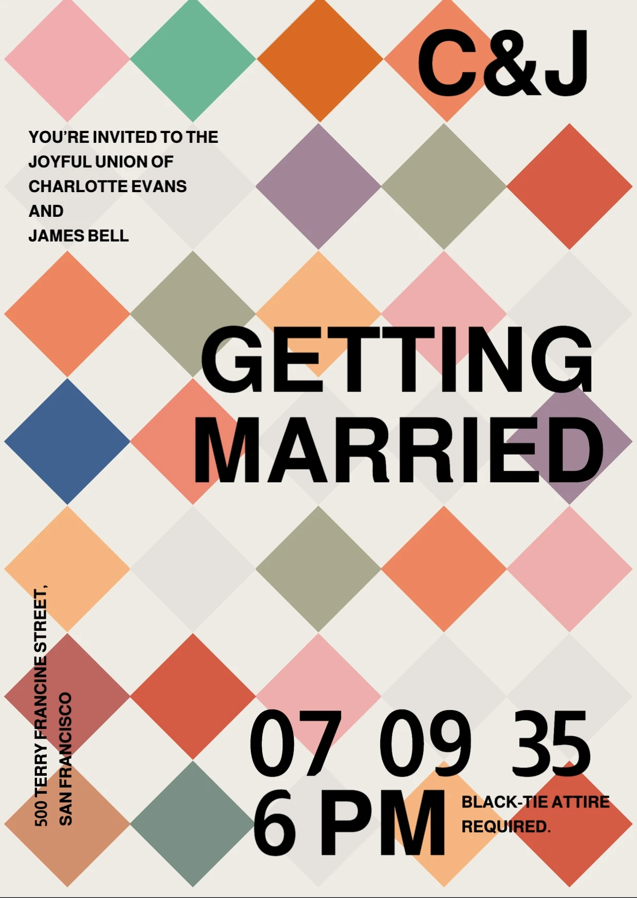 Vintage Geometric Wedding Invitation