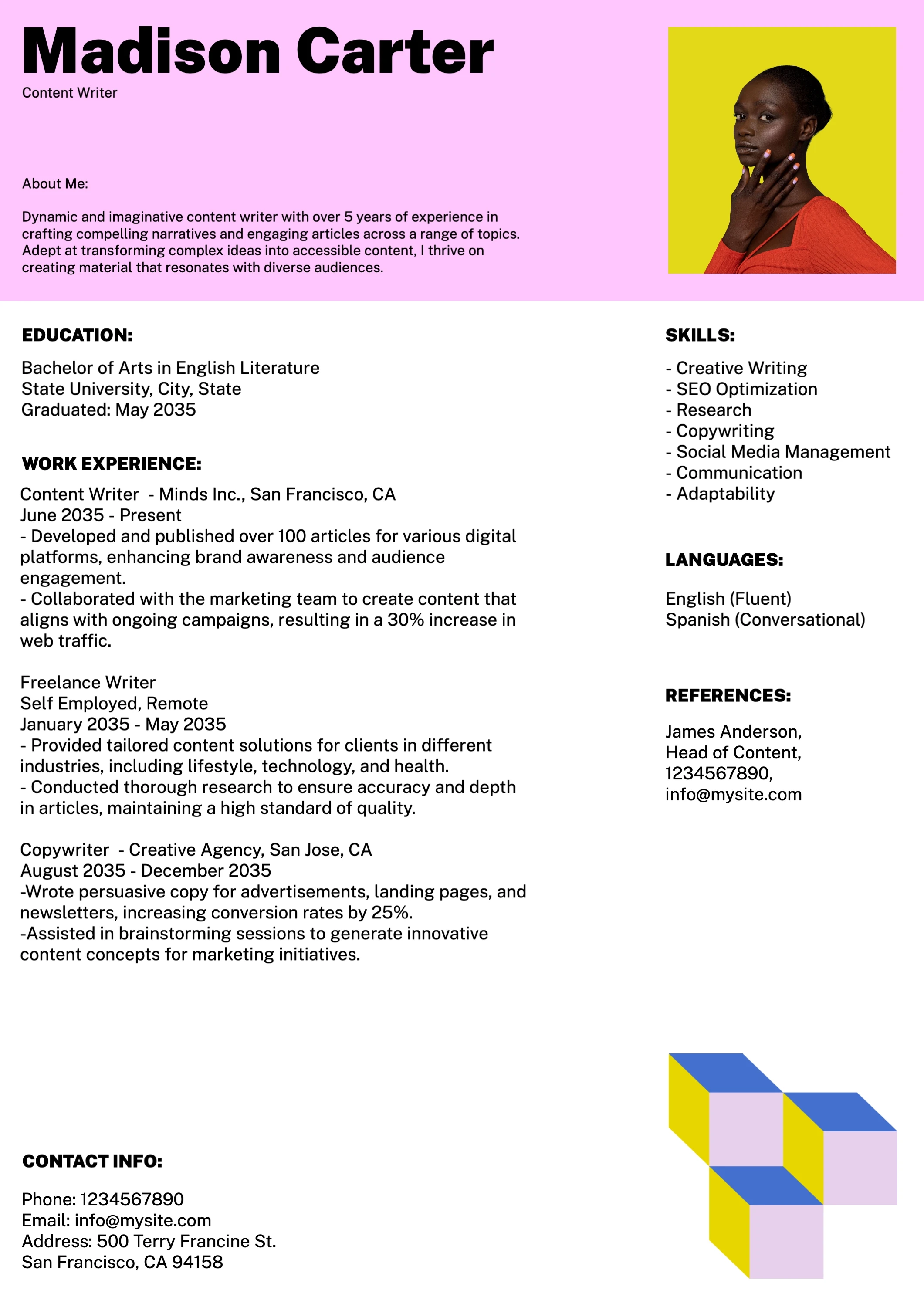  Colorful Geometric Simple Resume