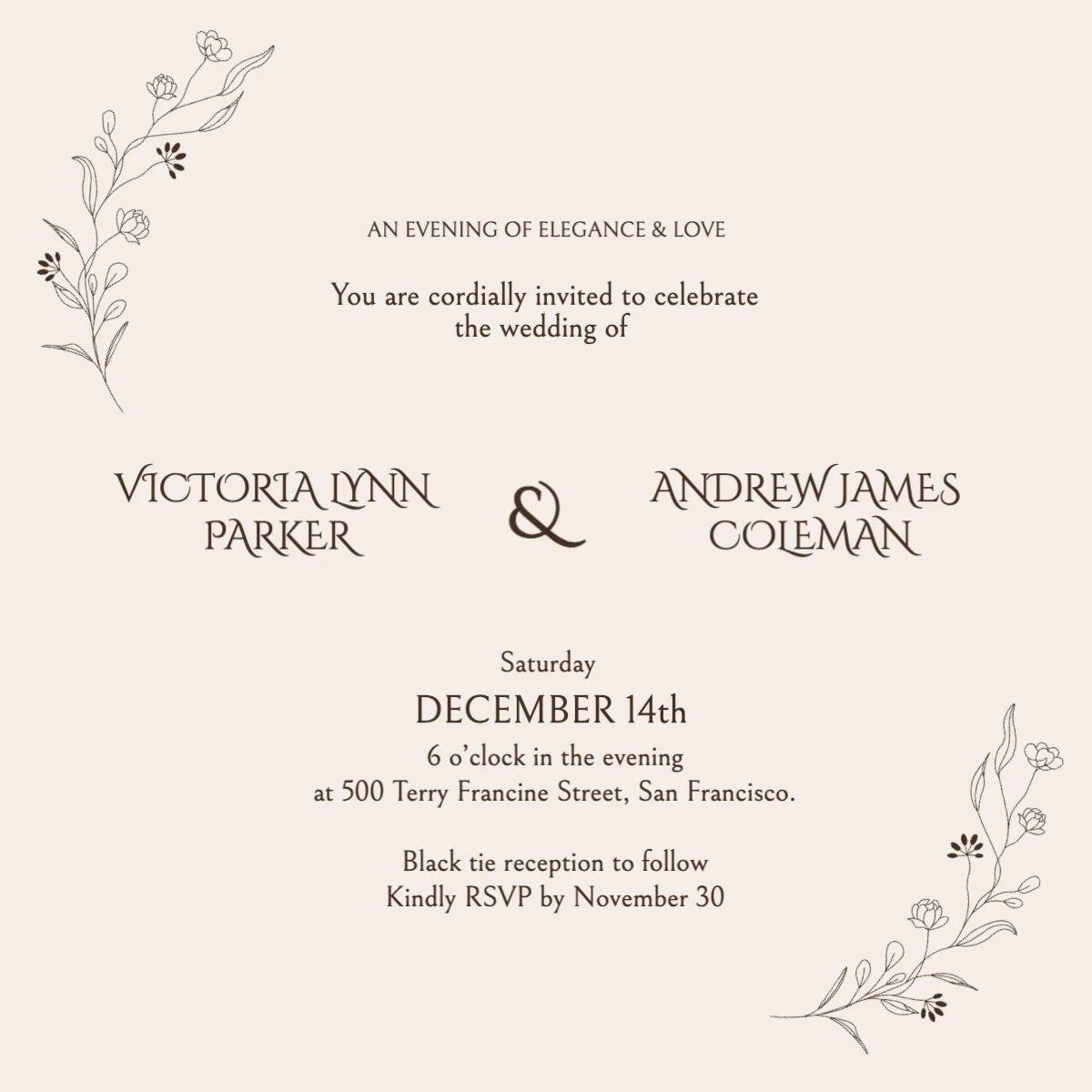 Elegant Simple  Wedding Invitation