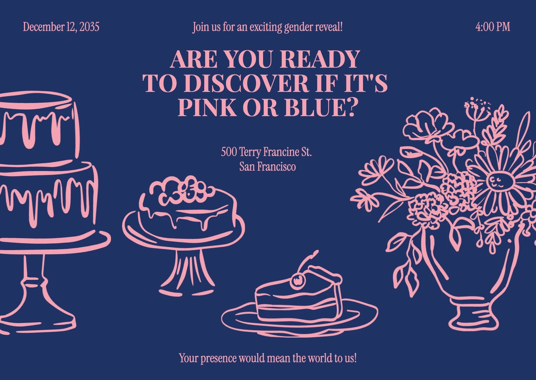 Playful Dark Gender Reveal Invitation