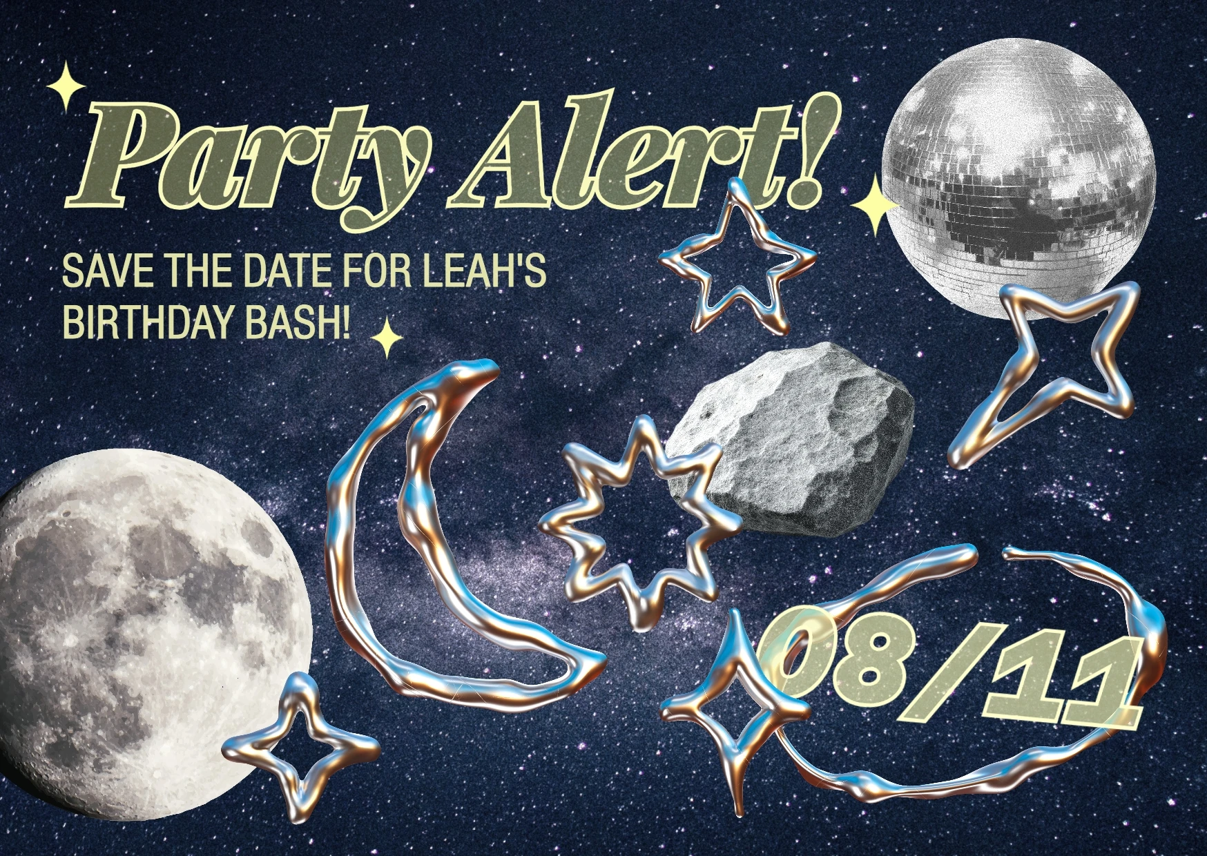 Retro 3D Save The Date Birthday Invitation