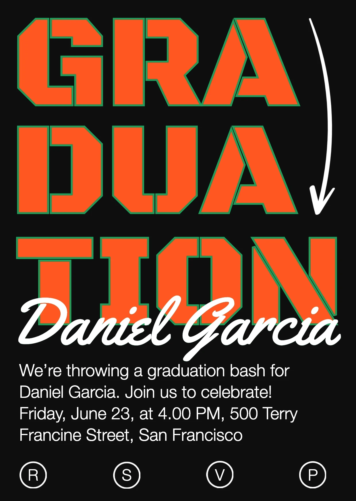 Bold Dark Graduation Invitation