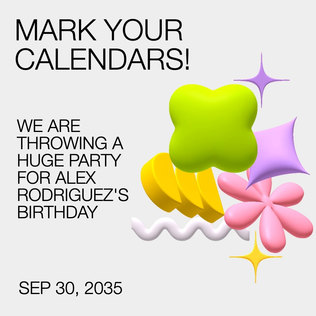  3D Colorful Save The Date Birthday Invitation