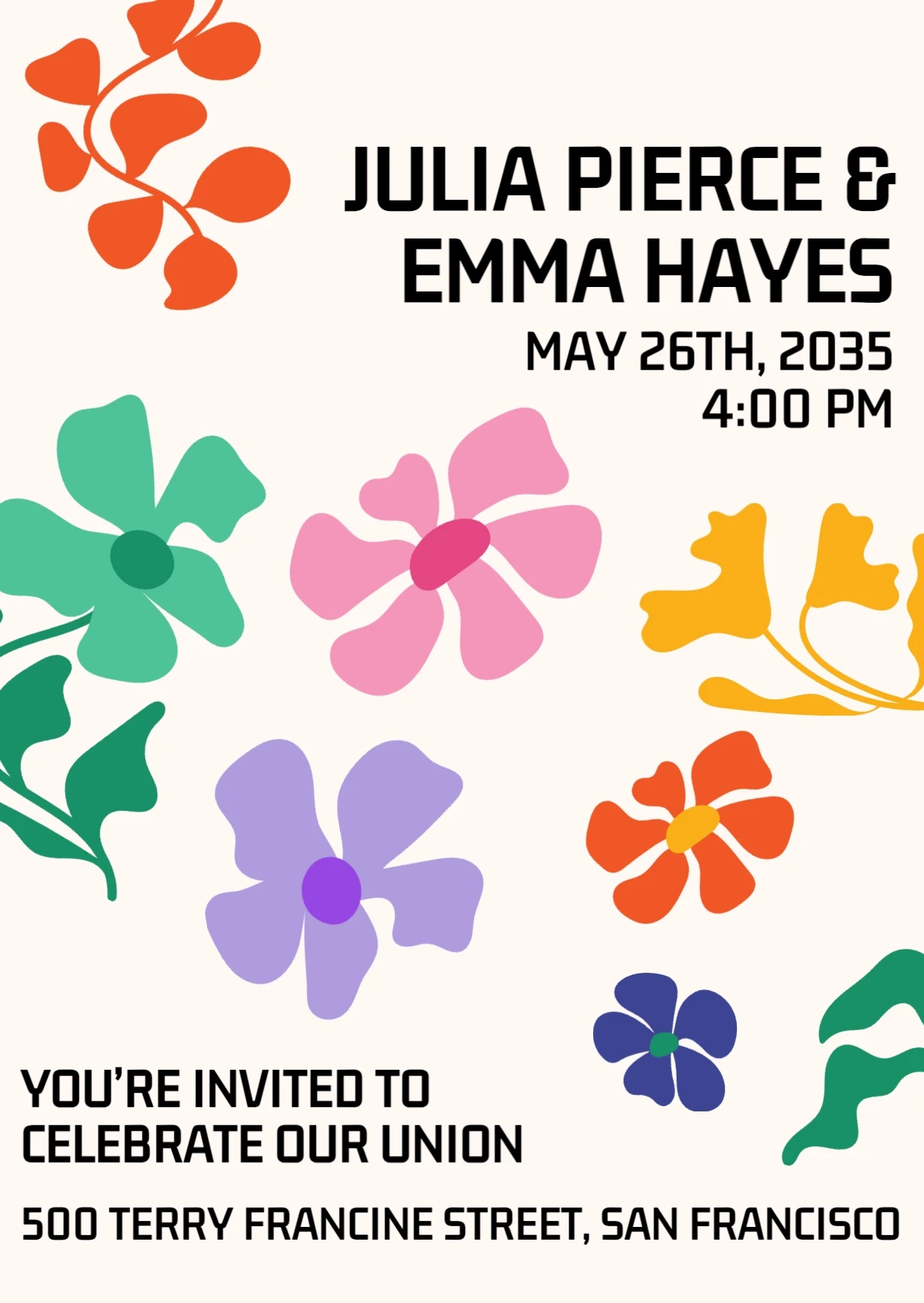  Colorful Floral Wedding Invitation