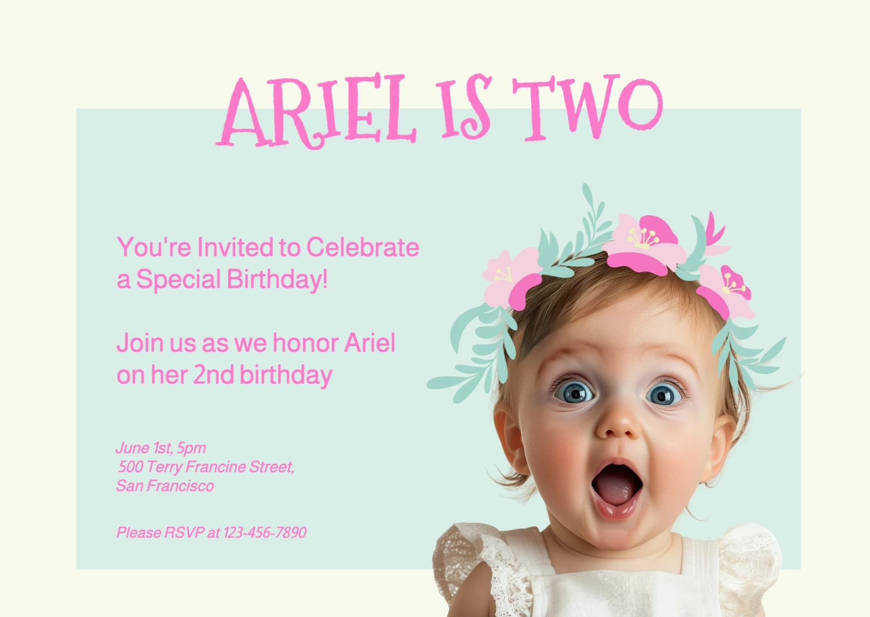 Cute Playful Pastel Birthday Invitation