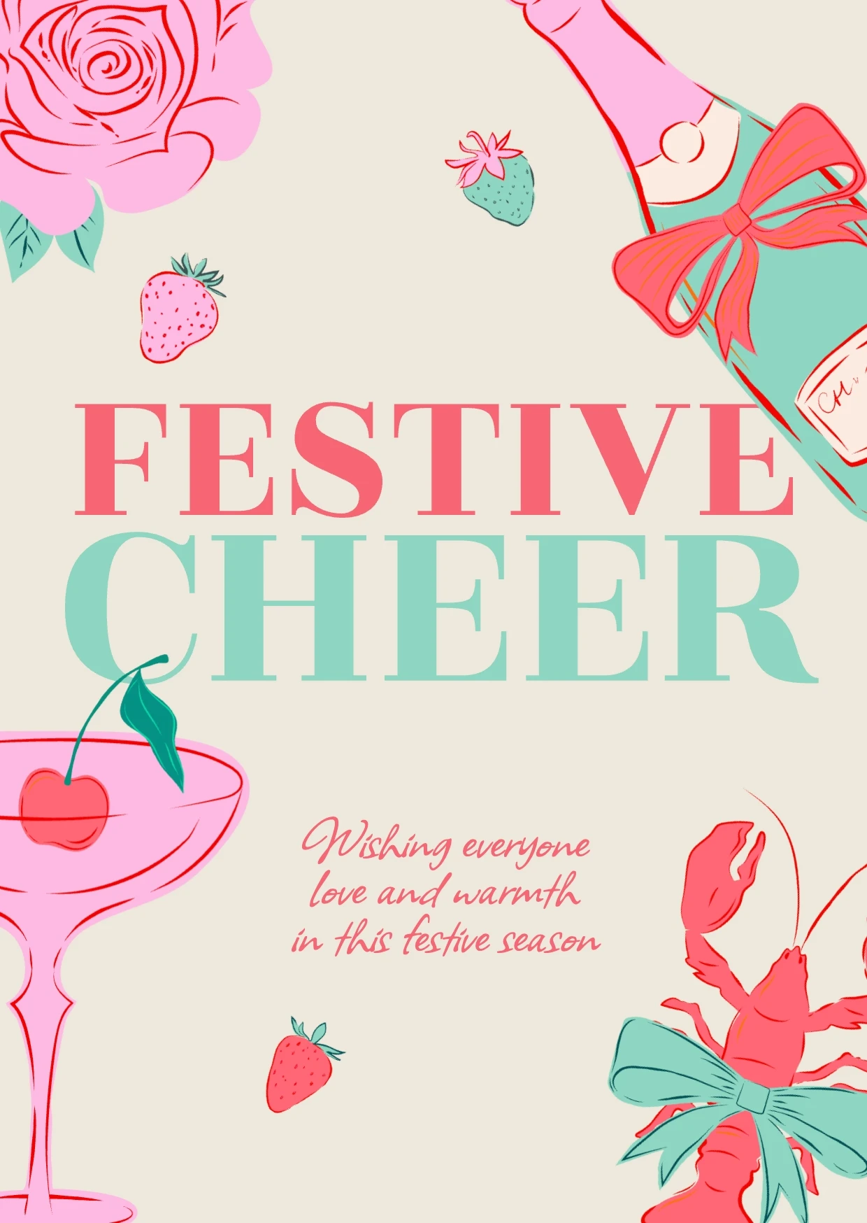Elegant Collage Colorful Holiday Greeting Card