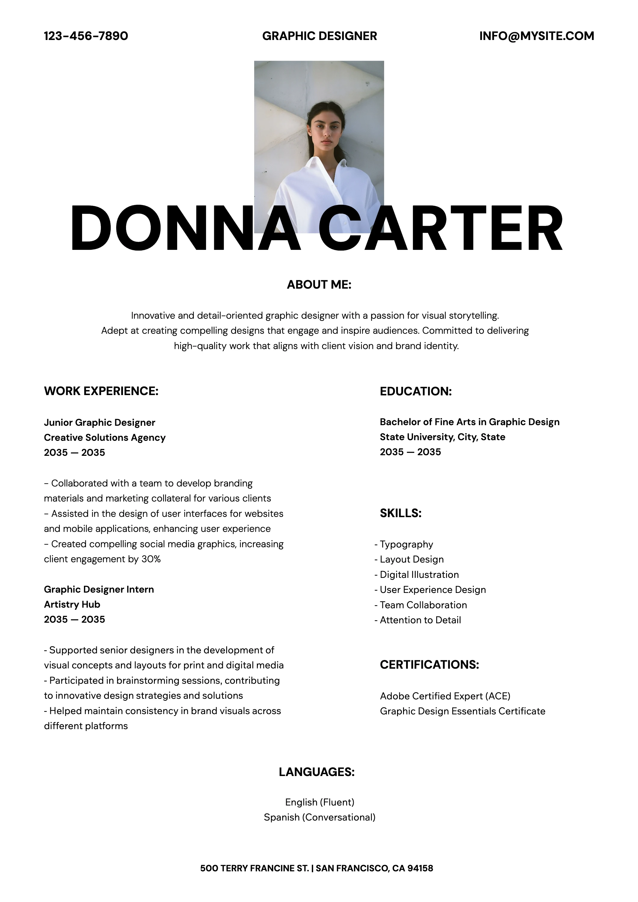 Bold Modern Graphic Designer Resume