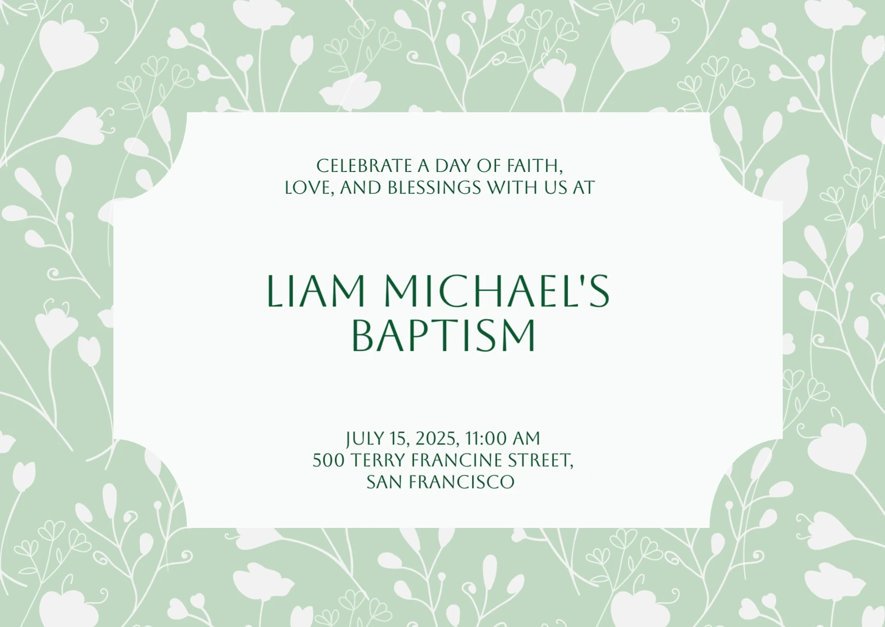 Retro Illustrative Baptism Invitation
