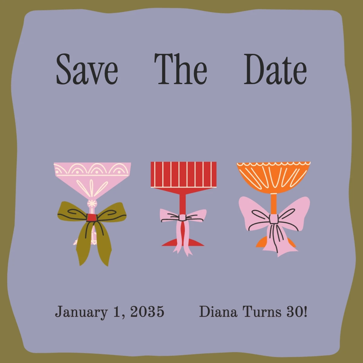 Handmade Illustrative Save The Date Birthday Invitation