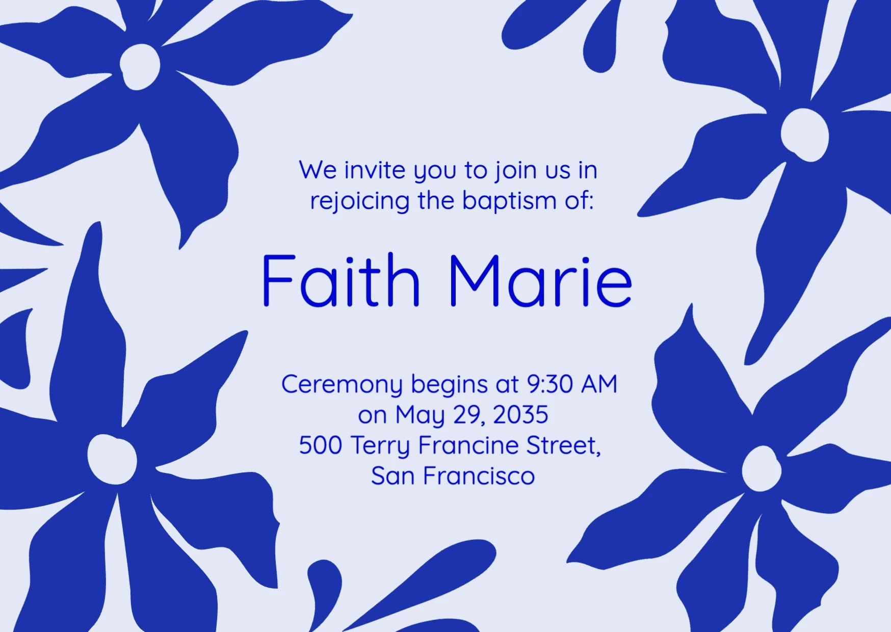 Retro Floral Baptism Invitation