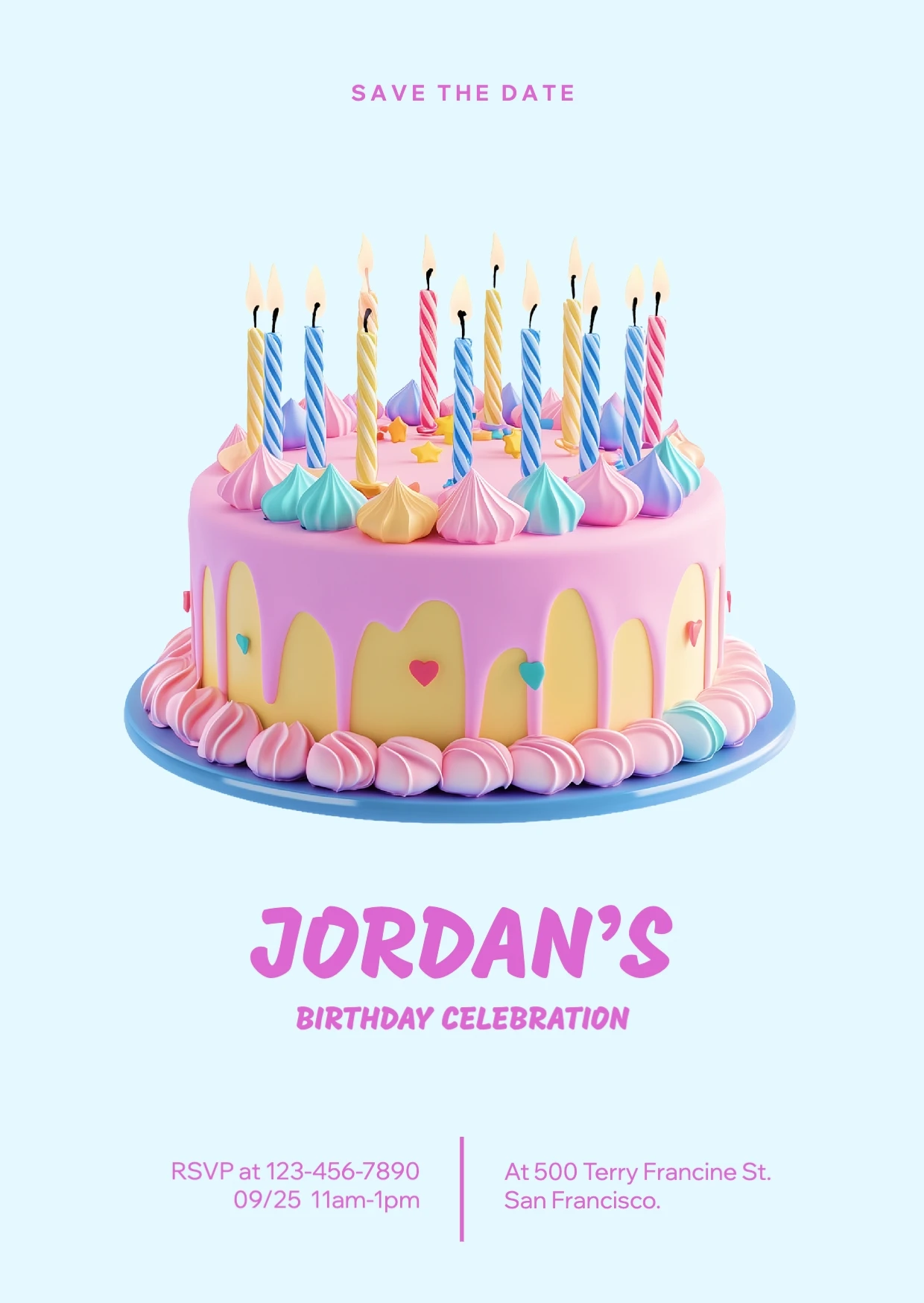 Cute Playful 3D Save The Date Birthday Invitation