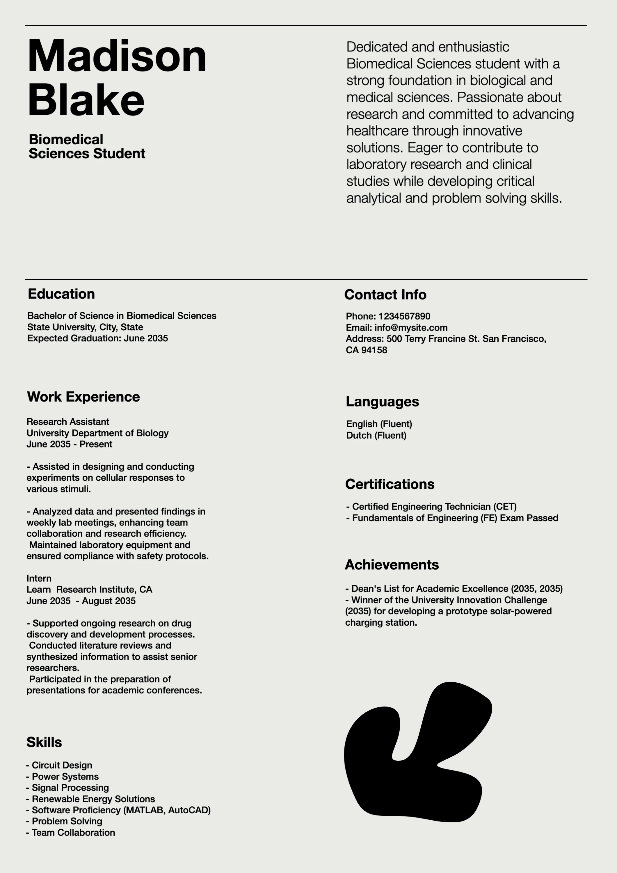 Professional Clean College  Resume