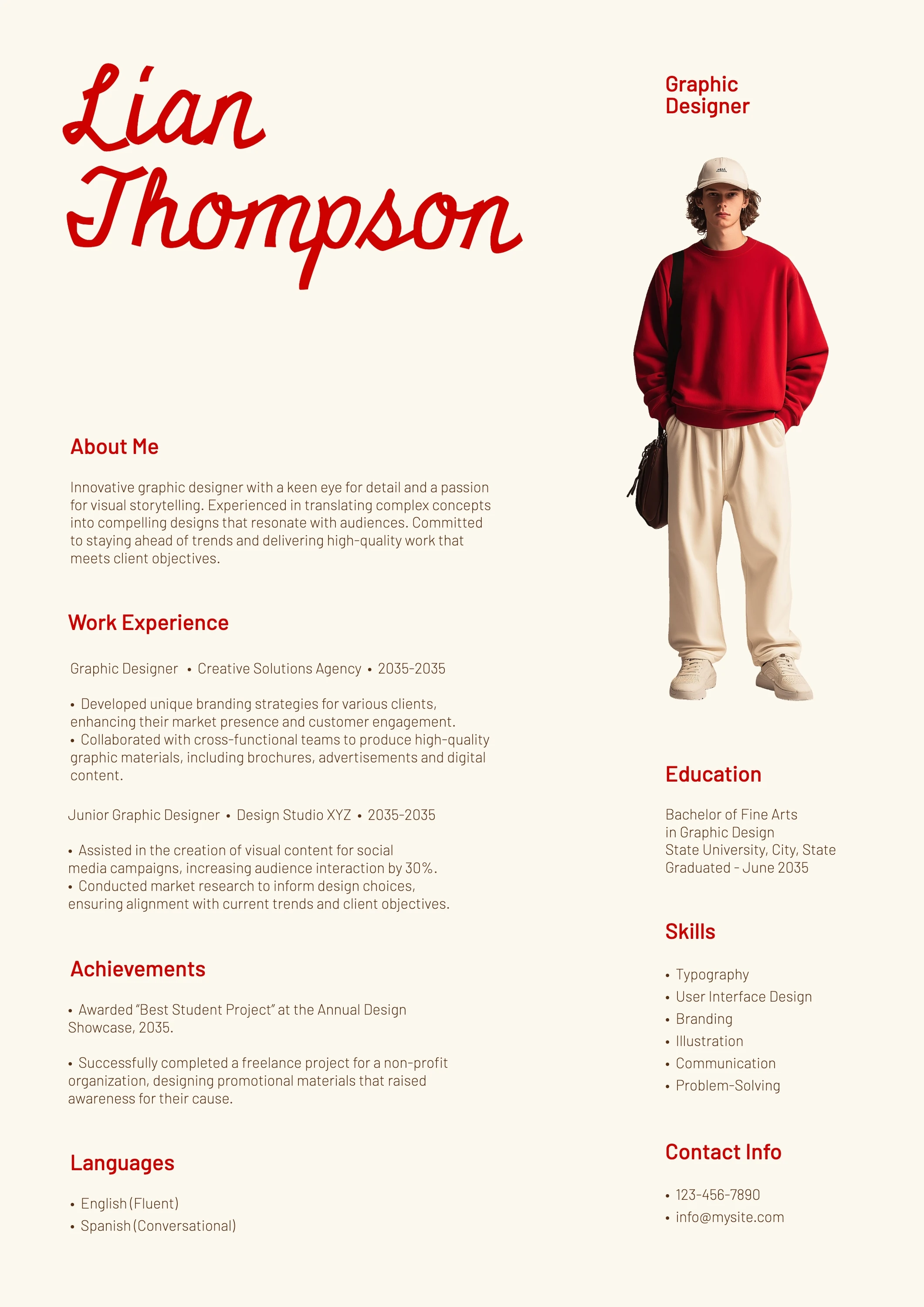Cute Clean Graphic Designer Resume
