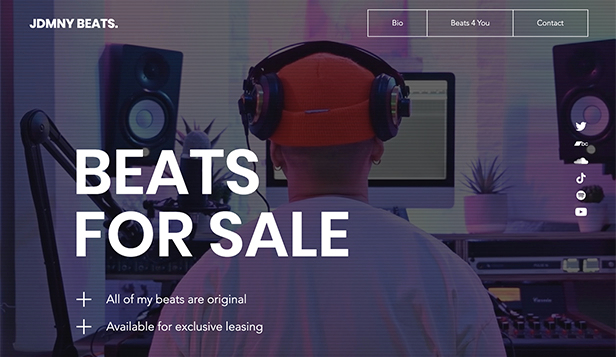 Portfolio site template for a producer