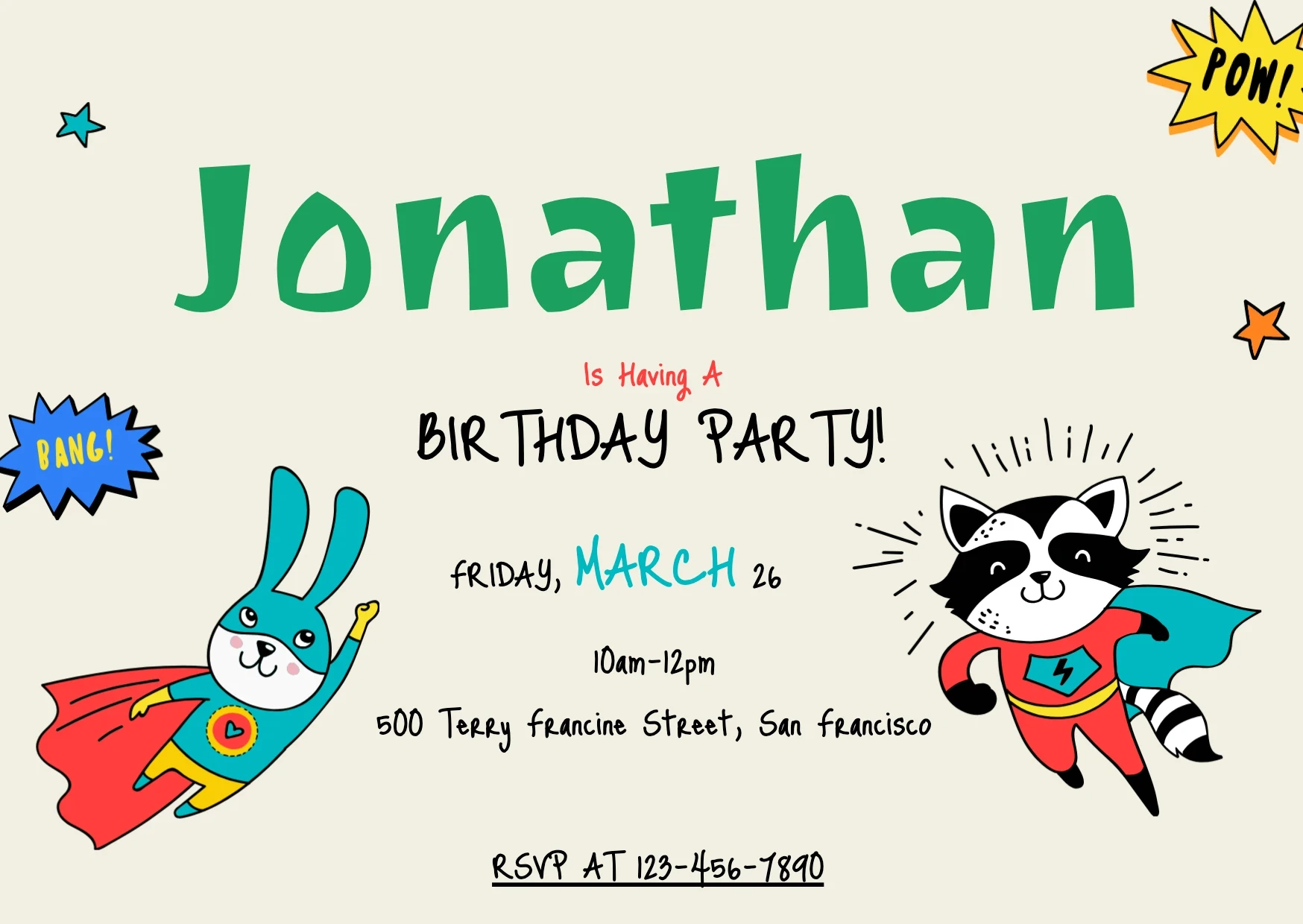 Playful Illustrative Birthday Invitation