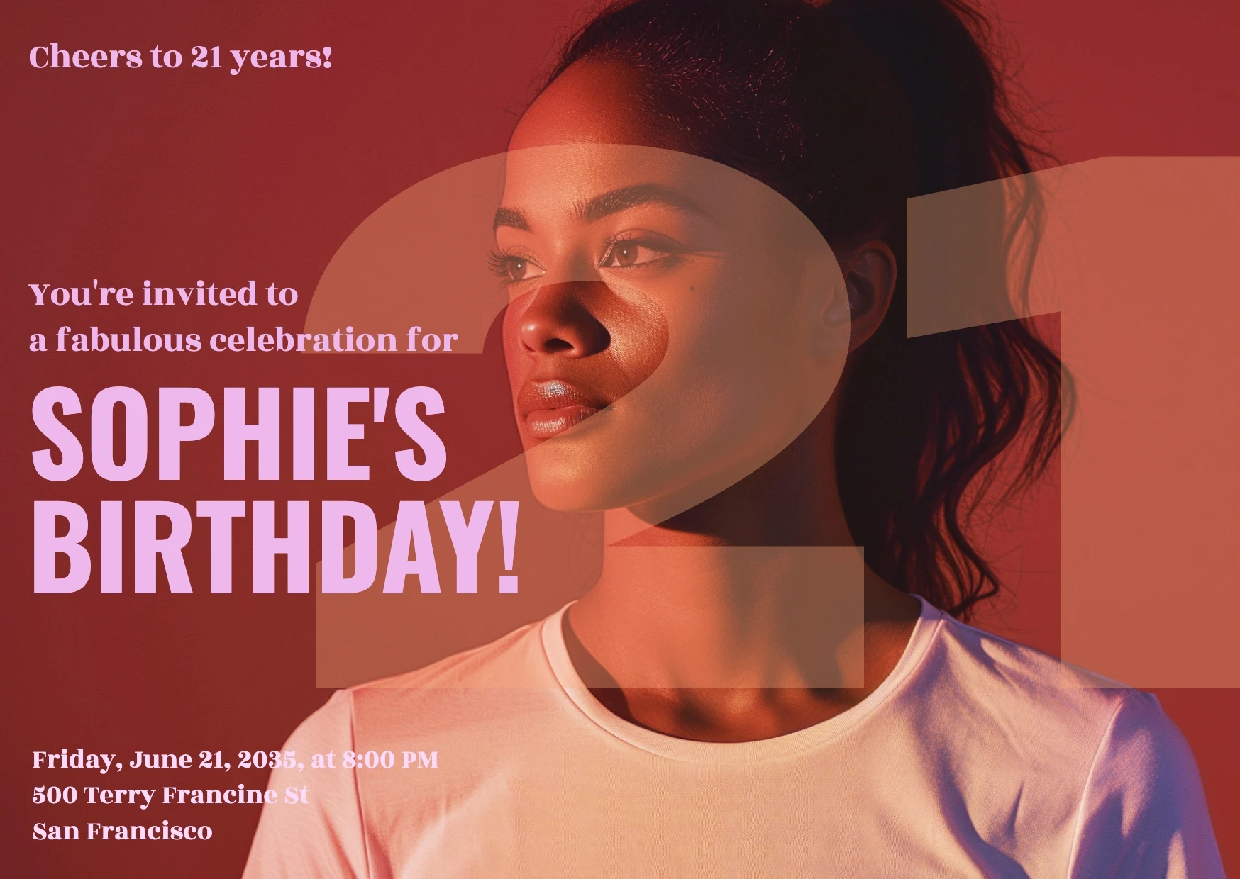 Bold Romantic Neon Birthday Invitation