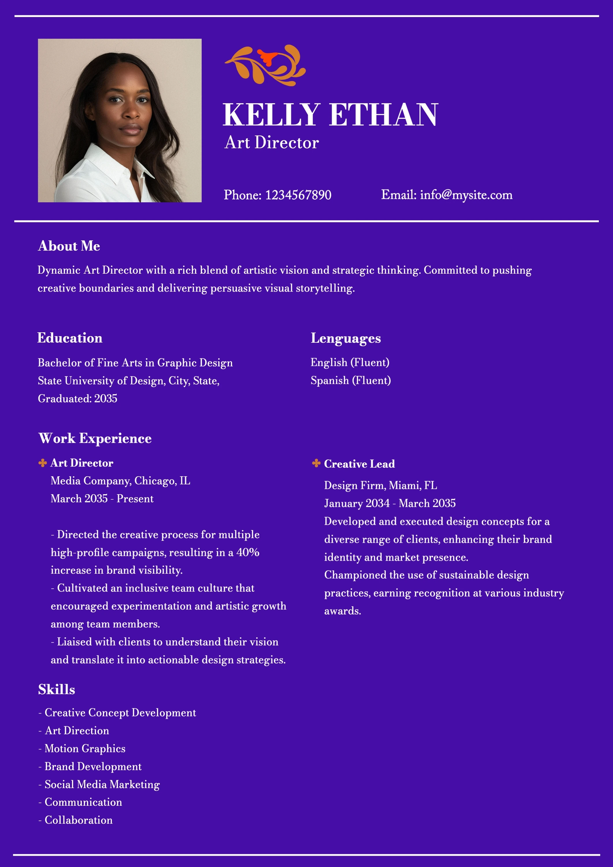 Professional Dark Creative  Resume