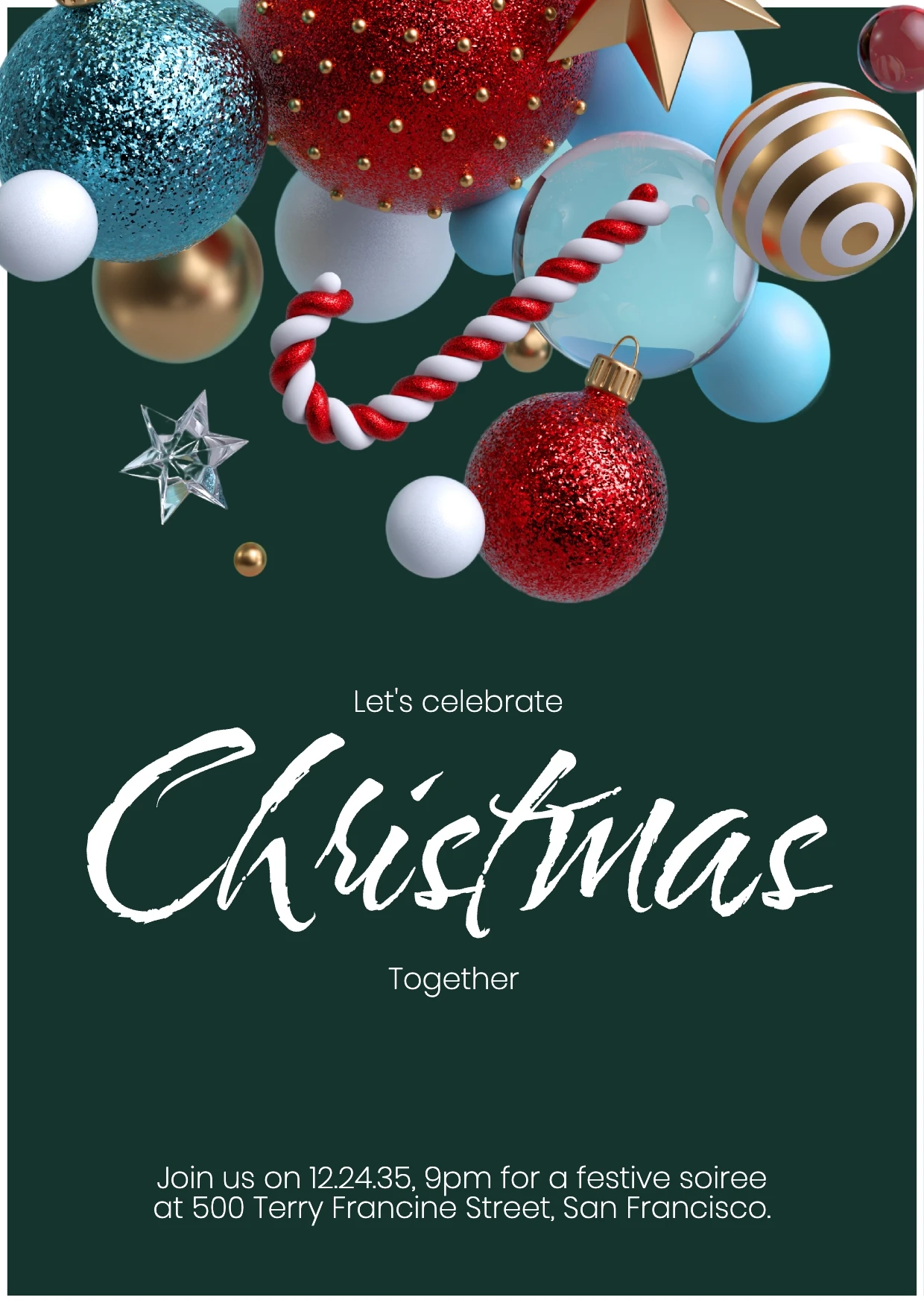 Playful Elegant 3D Christmas Invitation