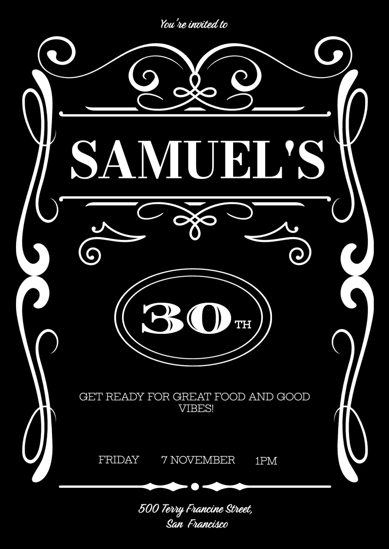 Bold Elegant  Birthday Invitation