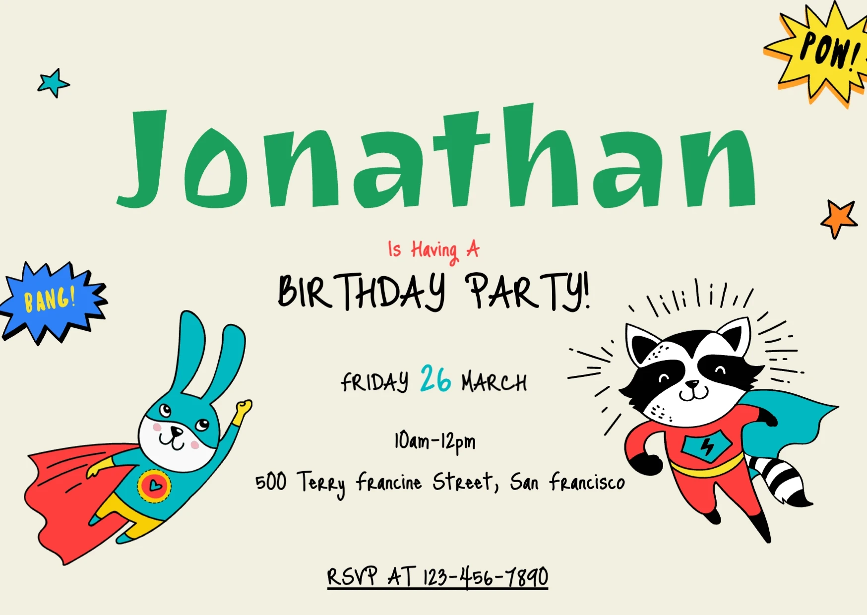 Playful Illustrative Birthday Invitation