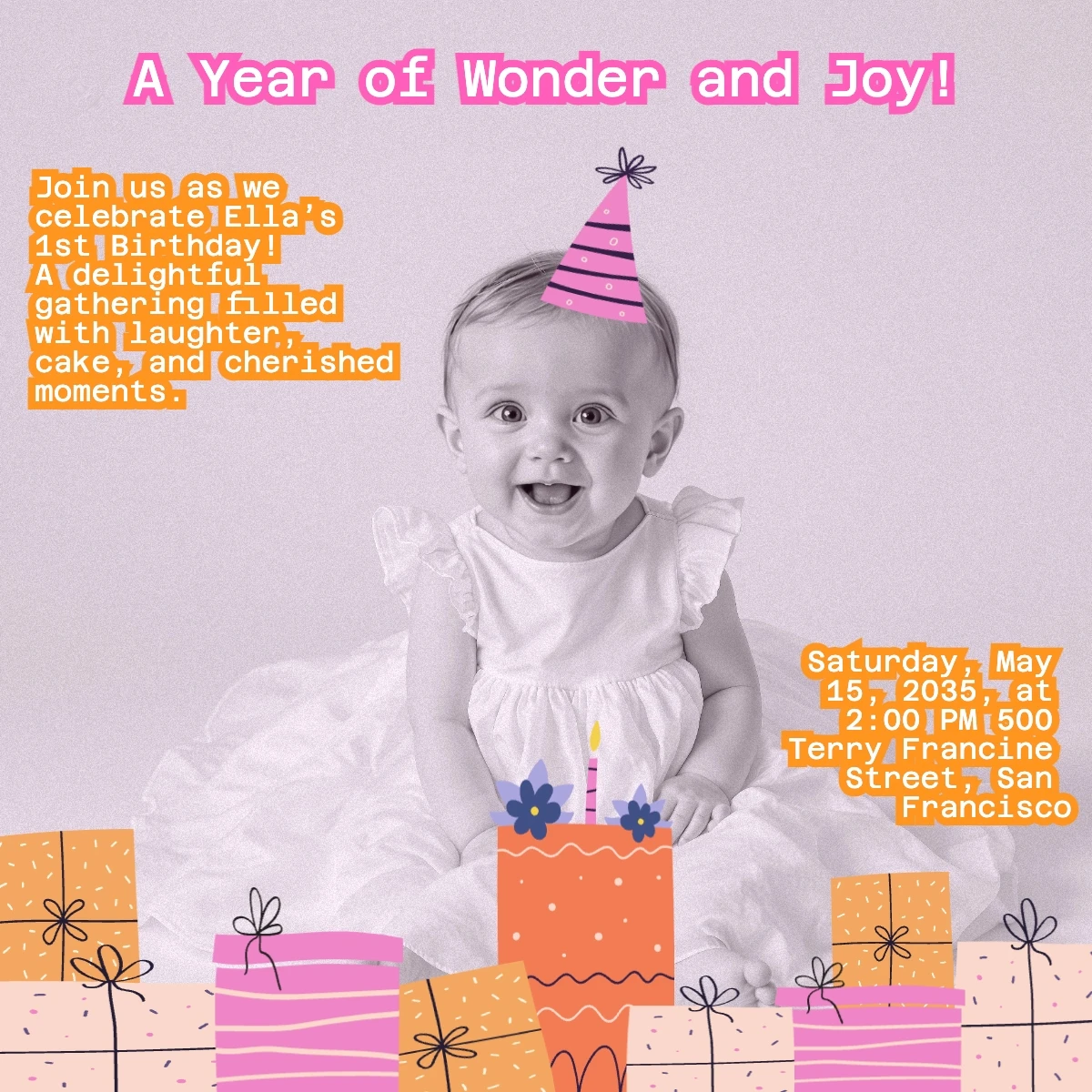 Playful Colorful Collage Birthday Invitation