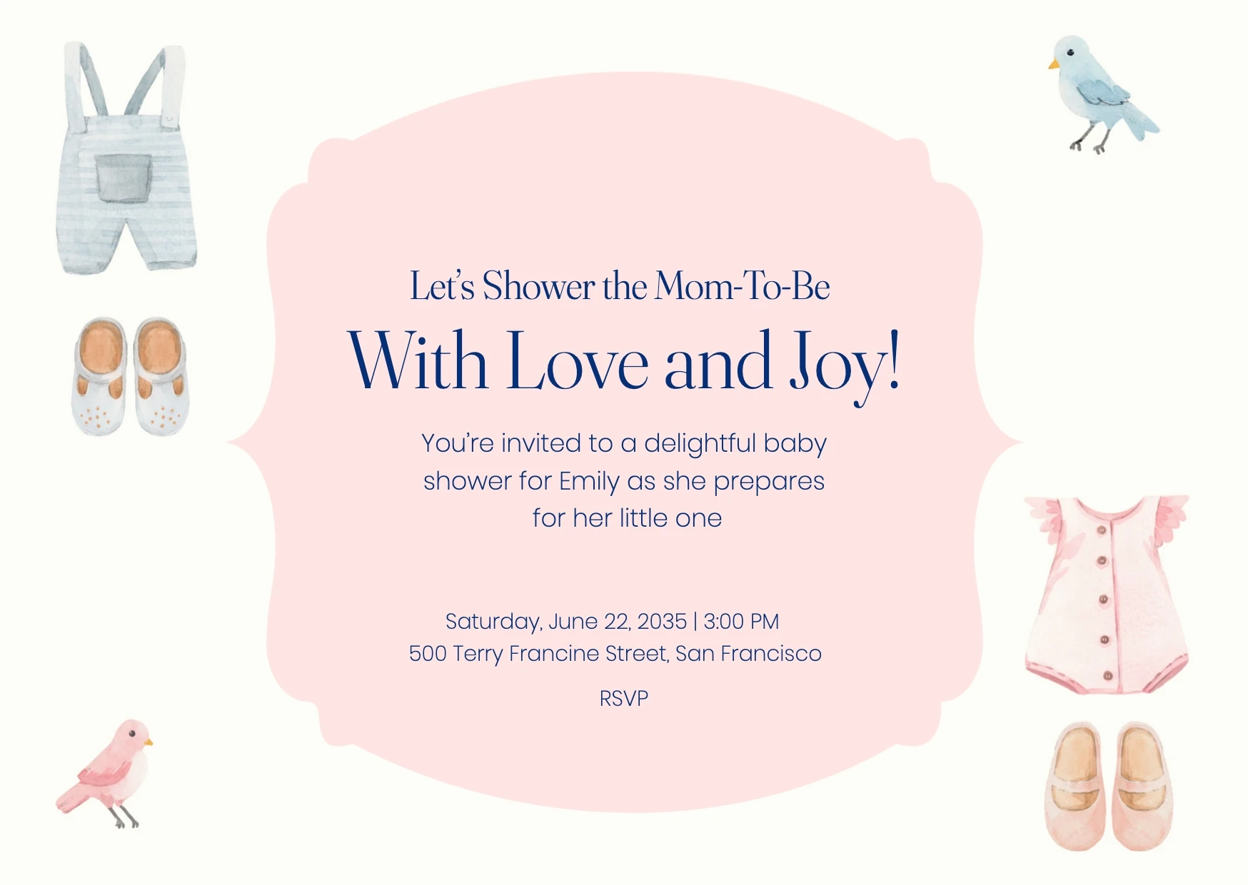 Elegant Illustrative Baby Shower Invitation