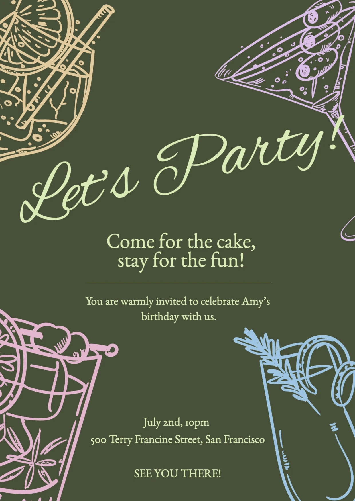 Vintage Illustrative Birthday Invitation