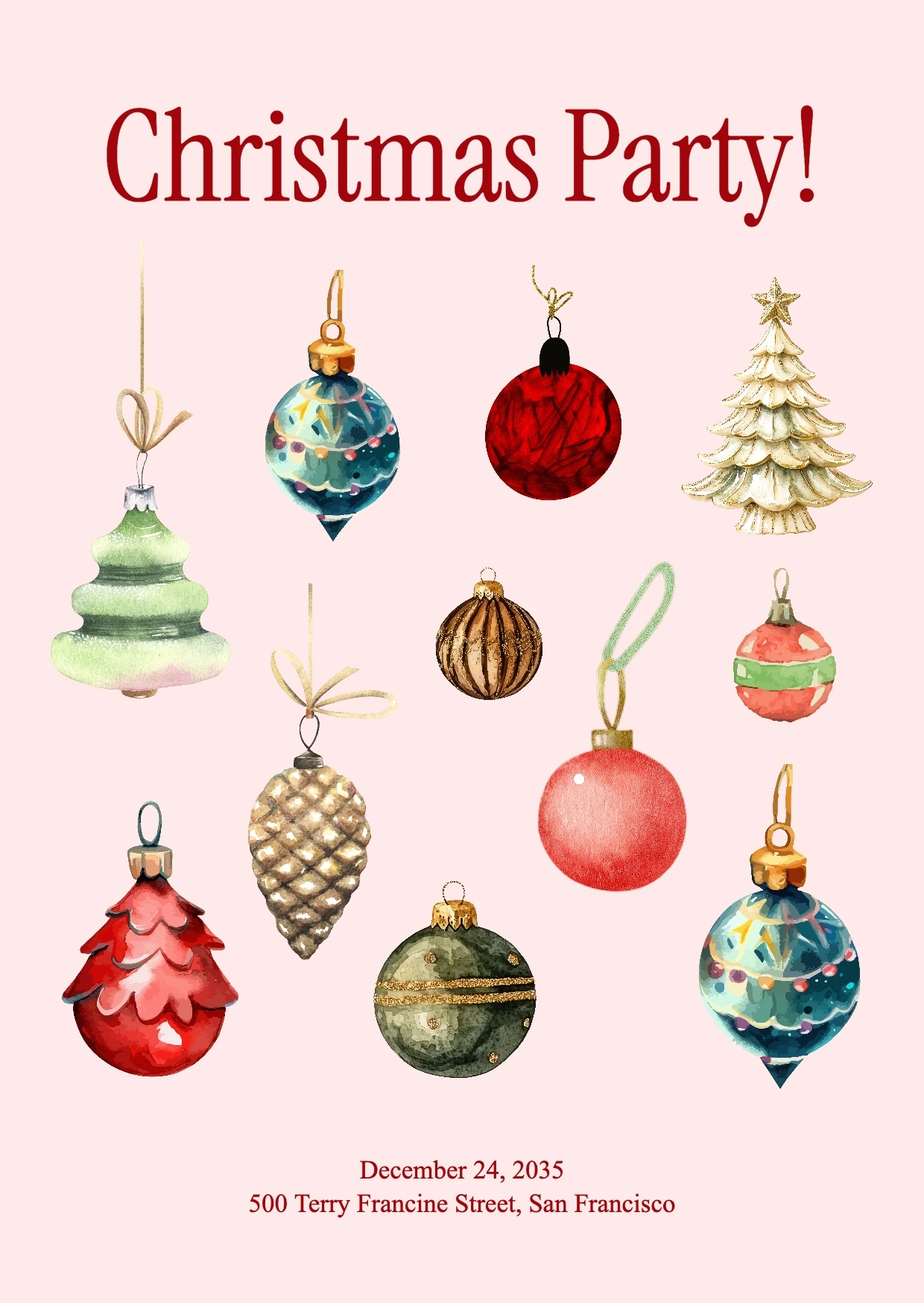 Vintage Handmade Illustrative Christmas Invitation