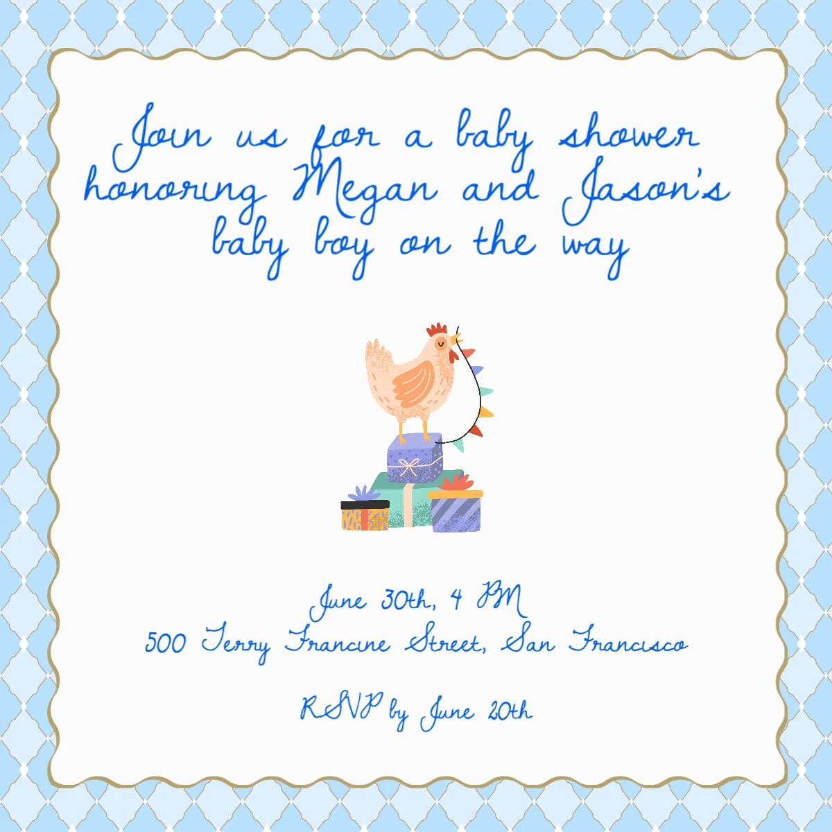 Cute Illustrative Baby Shower Invitation