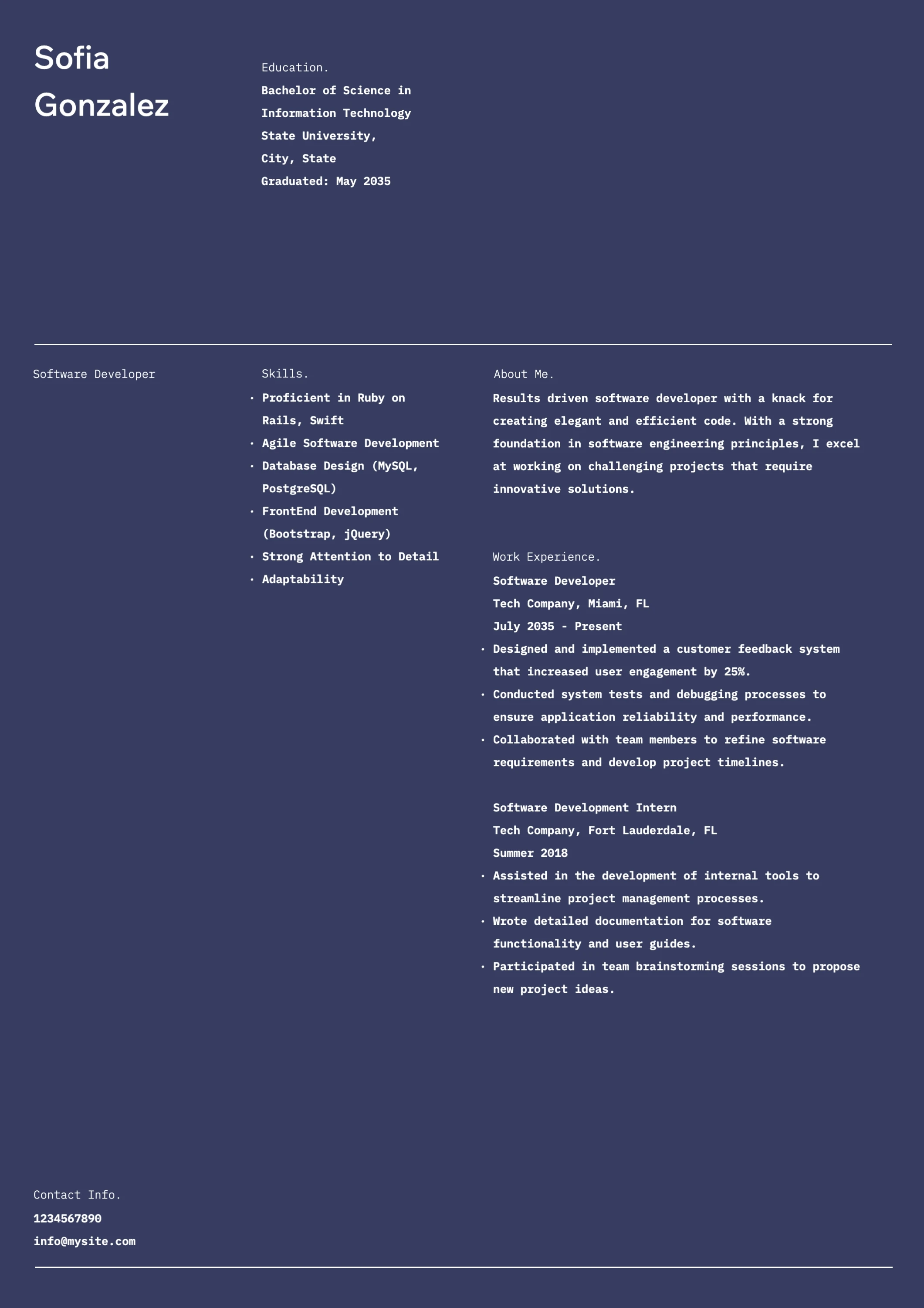 Sleek Dark Simple Resume