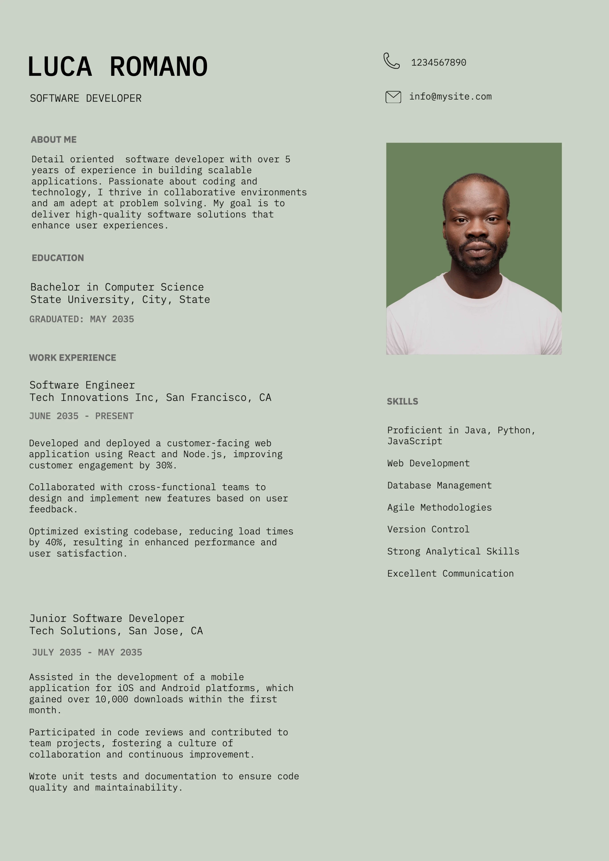 Tech Clean Simple Resume